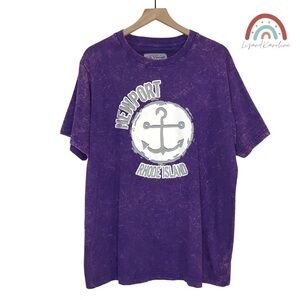 Newport Rhode Island Tie Dye Acid Wash Purple T-Shirt Anchor Graphic Top